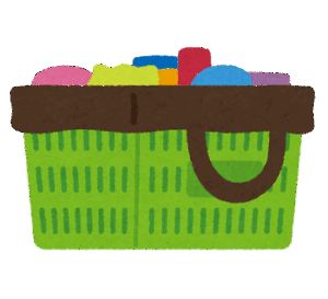 買い物かごに生鮮食品を入れて、毎日買い物できる生活をしているイラスト